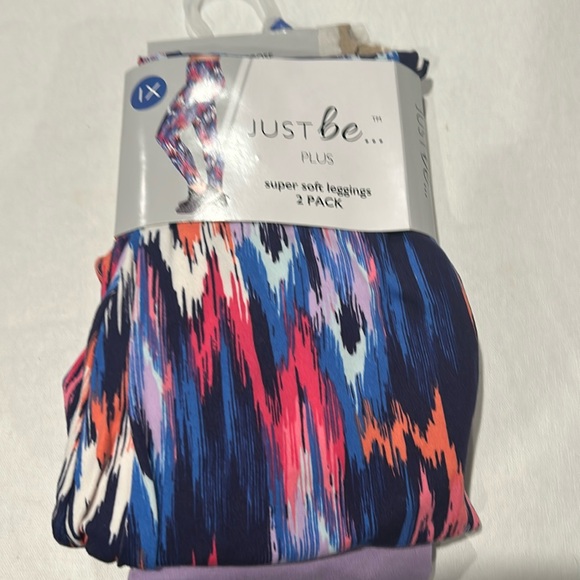 just be Pants - Just be Leggings Size 1X Two Pack Purple and Paintbrush super soft New